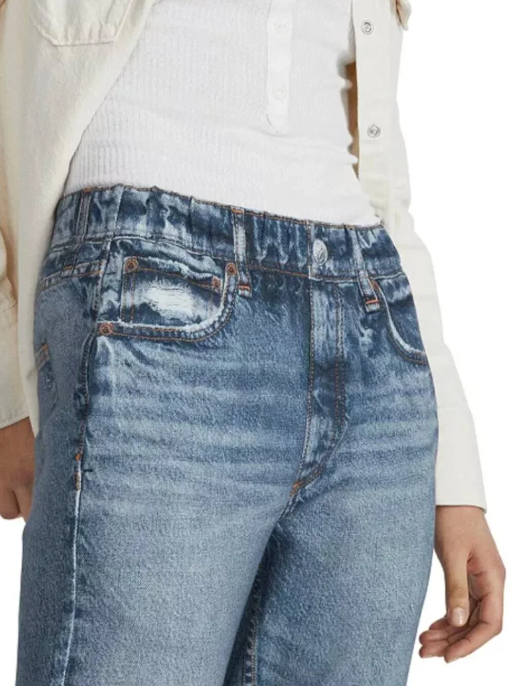 rag & bone Light Blue Distressed Denim Jogger Pants